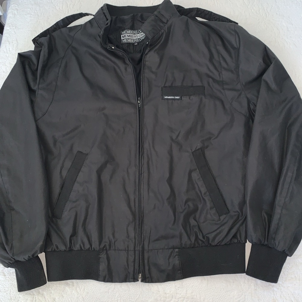 Vintage Members Only Cafe‎ Racer Jacket Mens Medium 40L Black Full Zip 80s